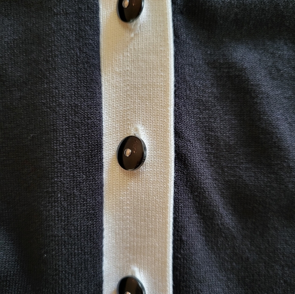 Calvin Klein Womens Small Short Sleeve Black White Button Up Sweater Cardigan B4 - Picture 4 of 6